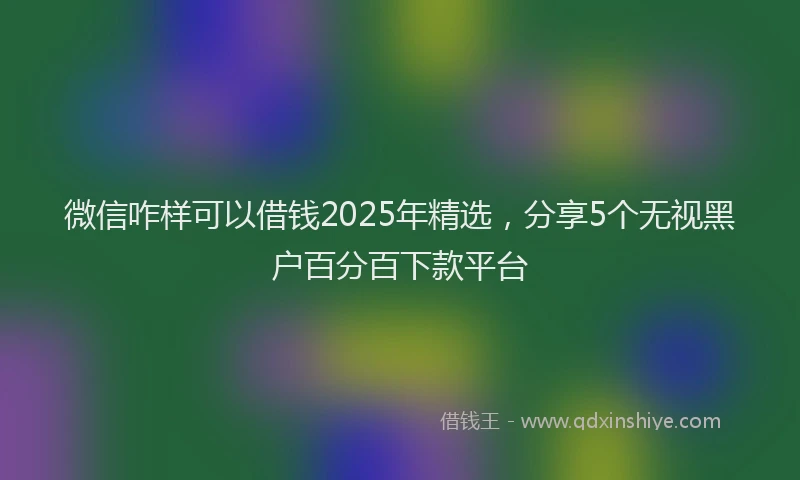 微信咋样可以借钱2025年精选,分享5个无视黑户百分百下款平台
