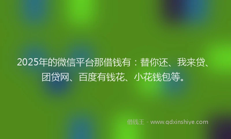 2025年的微信平台那借钱有：替你还、我来贷、团贷网、百度有钱花、小花钱包等。