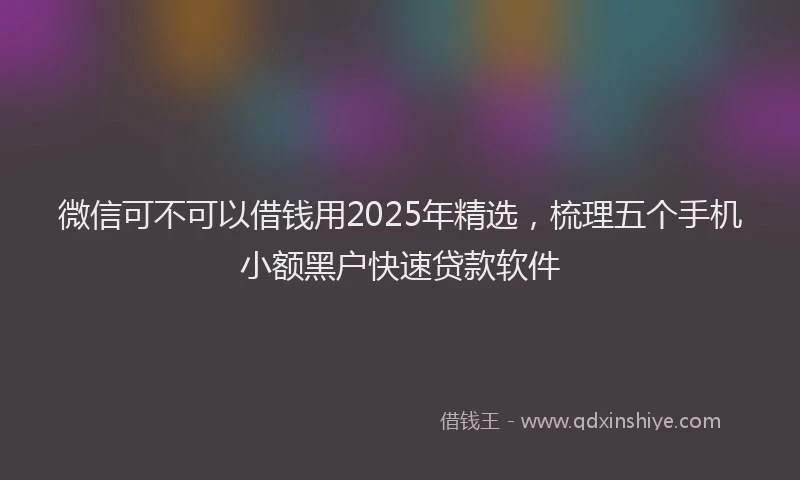 微信可不可以借钱用2025年精选，梳理五个手机小额黑户快速贷款软件