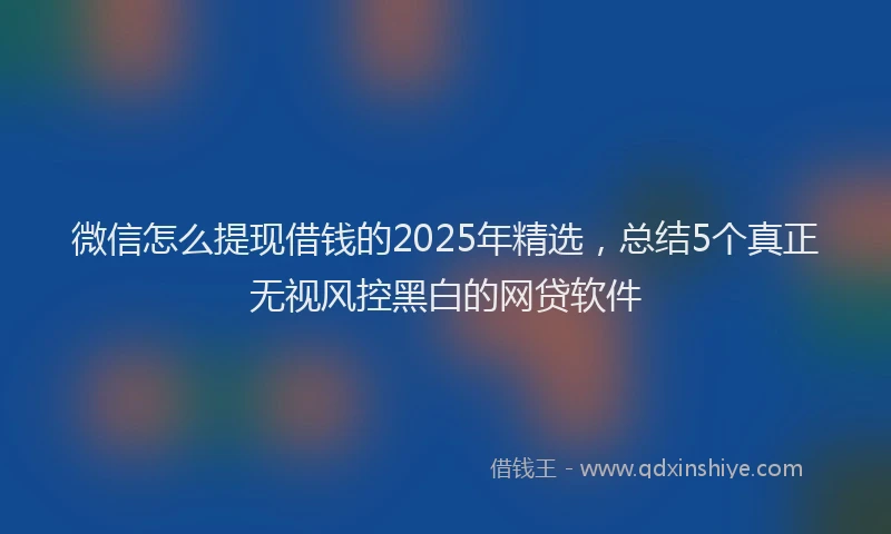 微信怎么提现借钱的2025年精选，总结5个真正无视风控黑白的网贷软件