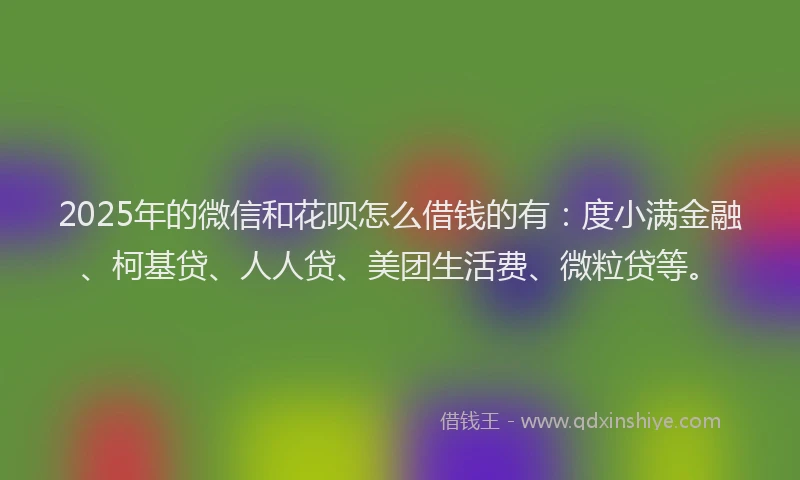 2025年的微信和花呗怎么借钱的有：度小满金融、柯基贷、人人贷、美团生活费、微粒贷等。
