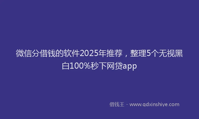 微信分借钱的软件2025年推荐，整理5个无视黑白100%秒下网贷app
