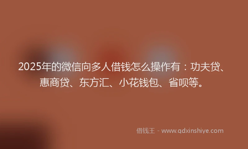 2025年的微信向多人借钱怎么操作有：功夫贷、惠商贷、东方汇、小花钱包、省呗等。