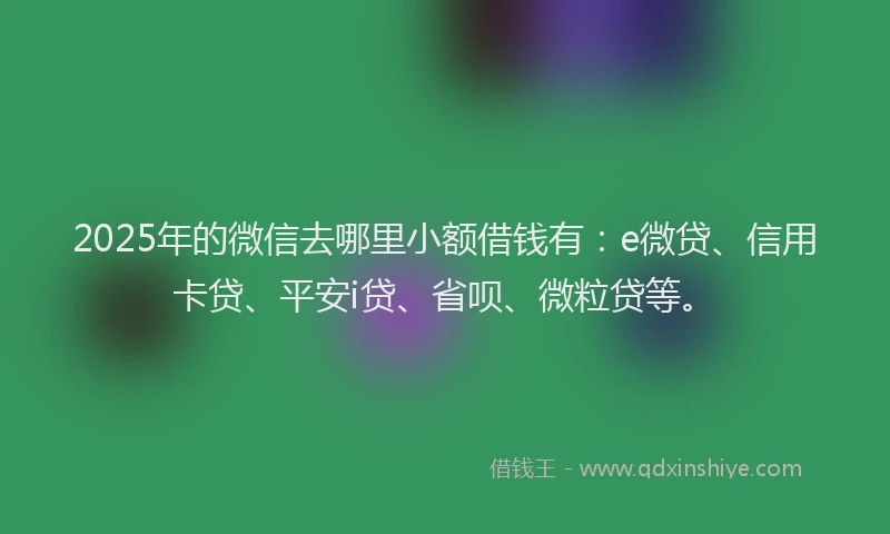 2025年的微信去哪里小额借钱有：e微贷、信用卡贷、平安i贷、省呗、微粒贷等。