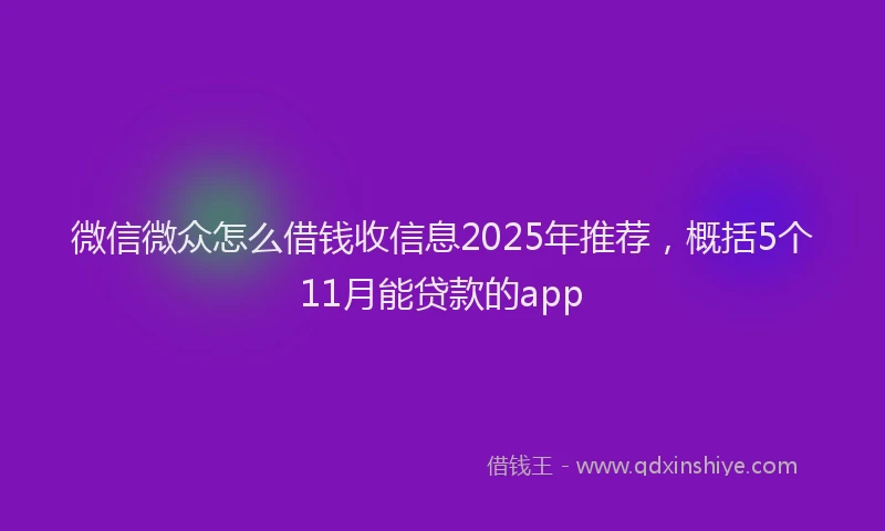 微信微众怎么借钱收信息2025年推荐，概括5个11月能贷款的app