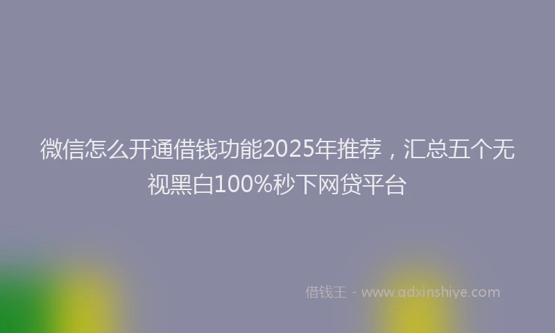 微信怎么开通借钱功能2025年推荐，汇总五个无视黑白100%秒下网贷平台