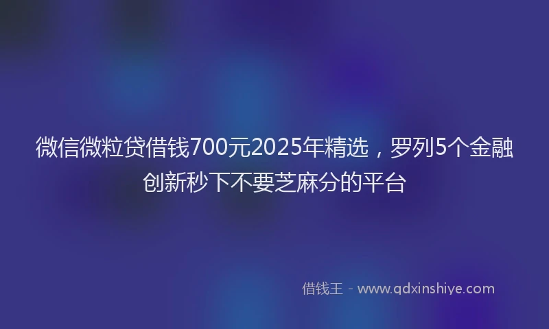 微信微粒贷借钱700元2025年精选，罗列5个金融创新秒下不要芝麻分的平台
