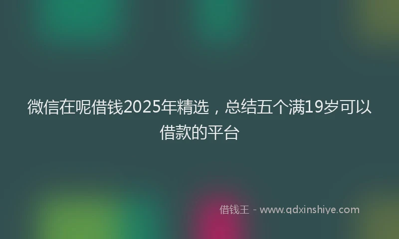 微信在呢借钱2025年精选，总结五个满19岁可以借款的平台