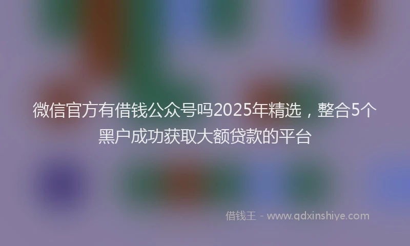 微信官方有借钱公众号吗2025年精选，整合5个黑户成功获取大额贷款的平台