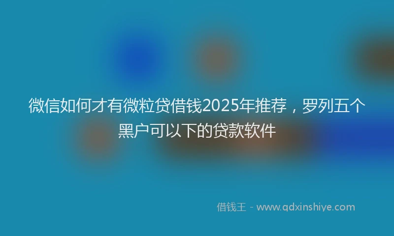 微信如何才有微粒贷借钱2025年推荐，罗列五个黑户可以下的贷款软件