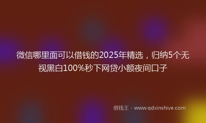 微信哪里面可以借钱的2025年精选，归纳5个无视黑白100%秒下网贷小额夜间口子