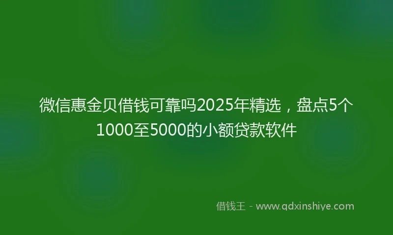 微信惠金贝借钱可靠吗2025年精选，盘点5个1000至5000的小额贷款软件