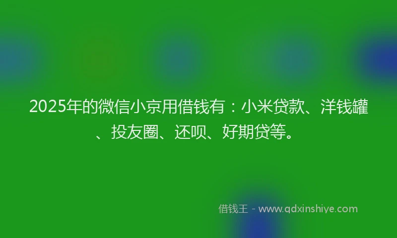 2025年的微信小京用借钱有：小米贷款、洋钱罐、投友圈、还呗、好期贷等。
