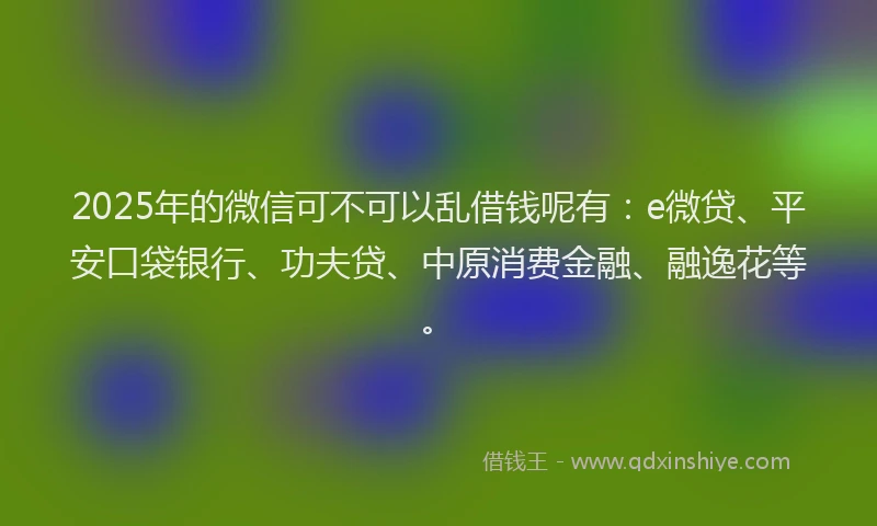 2025年的微信可不可以乱借钱呢有：e微贷、平安口袋银行、功夫贷、中原消费金融、融逸花等。