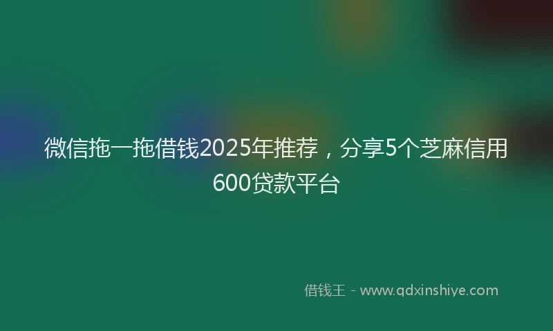 微信拖一拖借钱2025年推荐，分享5个芝麻信用600贷款平台