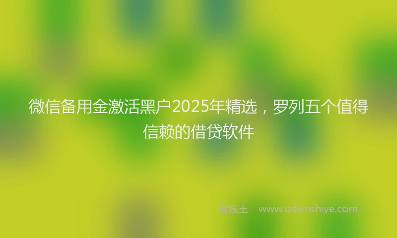 微信备用金激活黑户2025年精选，罗列五个值得信赖的借贷软件