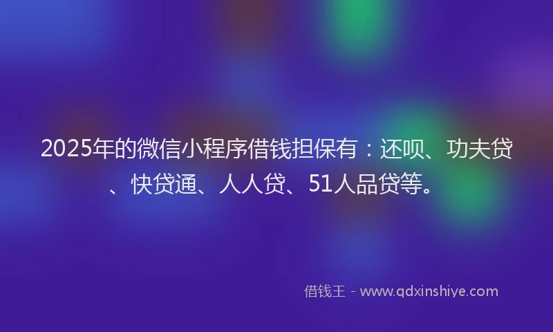 2025年的微信小程序借钱担保有：还呗、功夫贷、快贷通、人人贷、51人品贷等。