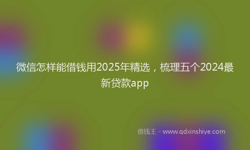 微信怎样能借钱用2025年精选，梳理五个2024最新贷款app