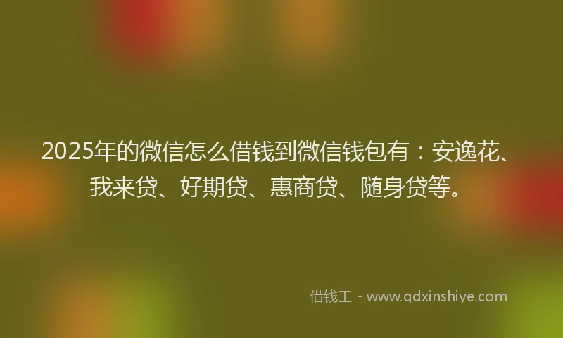 2025年的微信怎么借钱到微信钱包有：安逸花、我来贷、好期贷、惠商贷、随身贷等。