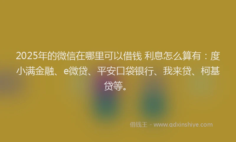 2025年的微信在哪里可以借钱 利息怎么算有：度小满金融、e微贷、平安口袋银行、我来贷、柯基贷等。
