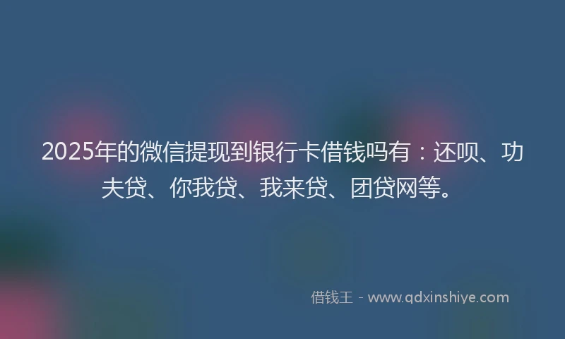 2025年的微信提现到银行卡借钱吗有：还呗、功夫贷、你我贷、我来贷、团贷网等。