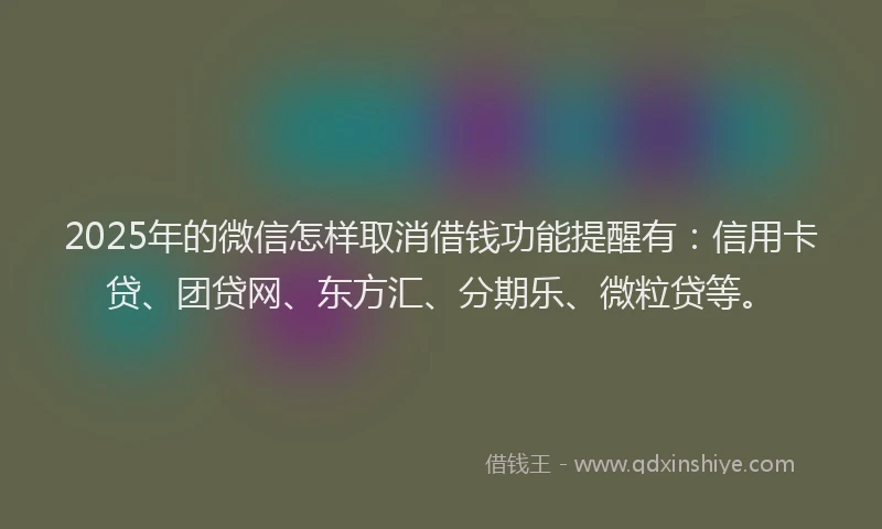 2025年的微信怎样取消借钱功能提醒有：信用卡贷、团贷网、东方汇、分期乐、微粒贷等。