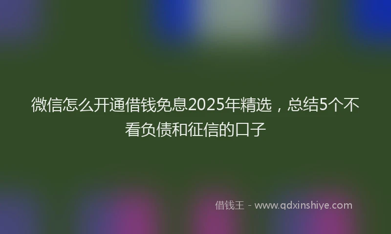 微信怎么开通借钱免息2025年精选，总结5个不看负债和征信的口子