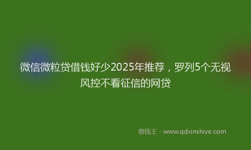 微信微粒贷借钱好少2025年推荐，罗列5个无视风控不看征信的网贷