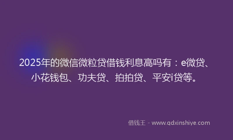 2025年的微信微粒贷借钱利息高吗有：e微贷、小花钱包、功夫贷、拍拍贷、平安i贷等。