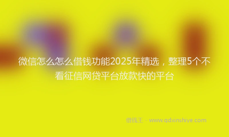 微信怎么怎么借钱功能2025年精选，整理5个不看征信网贷平台放款快的平台