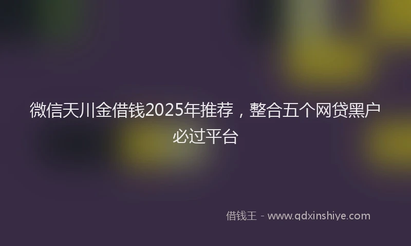 微信天川金借钱2025年推荐，整合五个网贷黑户必过平台
