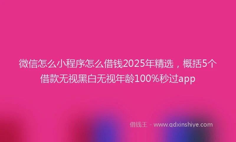 微信怎么小程序怎么借钱2025年精选，概括5个借款无视黑白无视年龄100%秒过app