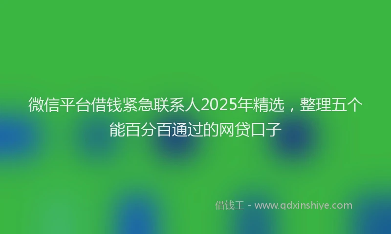 微信平台借钱紧急联系人2025年精选，整理五个能百分百通过的网贷口子