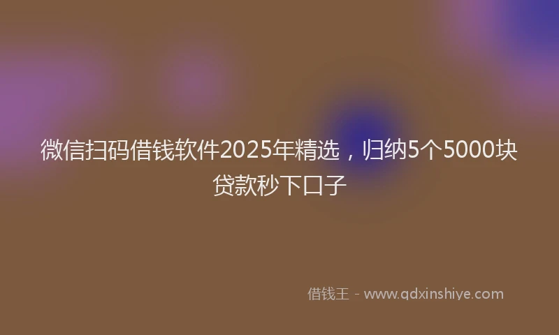 微信扫码借钱软件2025年精选，归纳5个5000块贷款秒下口子
