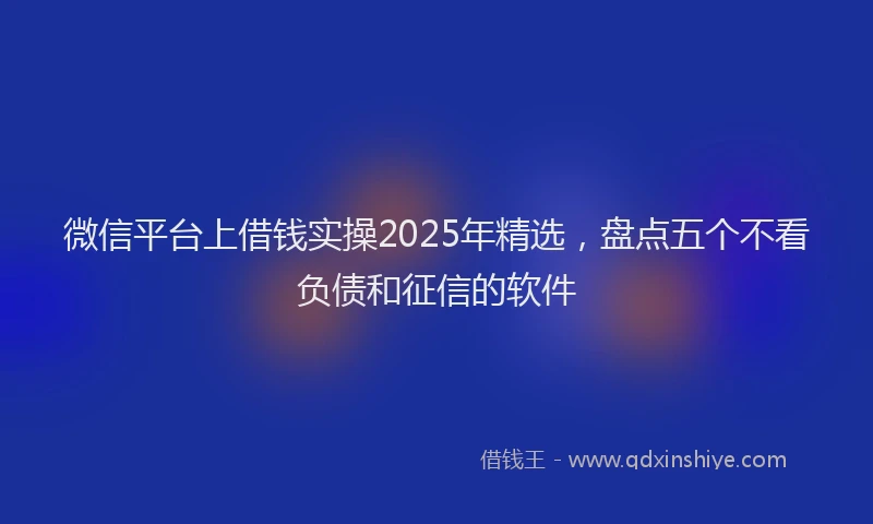 微信平台上借钱实操2025年精选，盘点五个不看负债和征信的软件