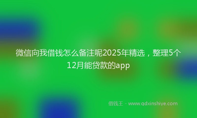 微信向我借钱怎么备注呢2025年精选，整理5个12月能贷款的app