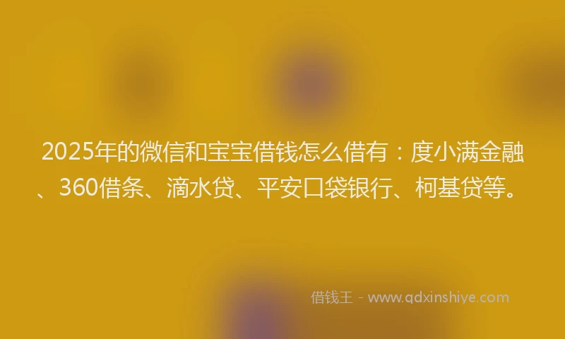 2025年的微信和宝宝借钱怎么借有：度小满金融、360借条、滴水贷、平安口袋银行、柯基贷等。