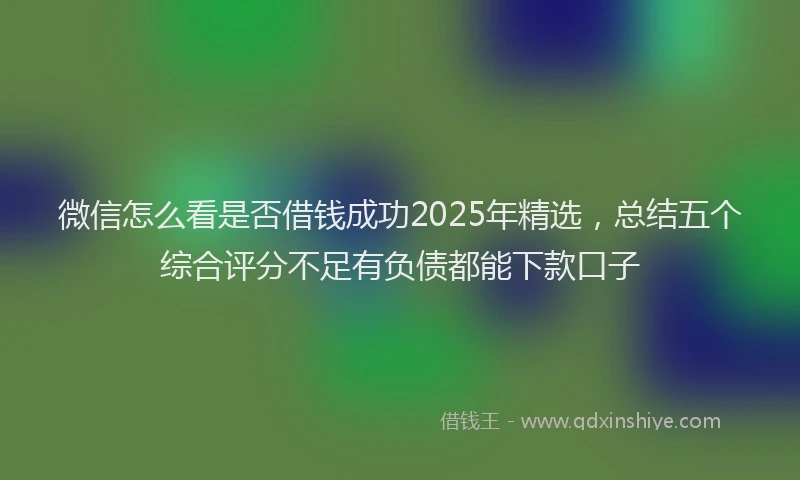 微信怎么看是否借钱成功2025年精选，总结五个综合评分不足有负债都能下款口子