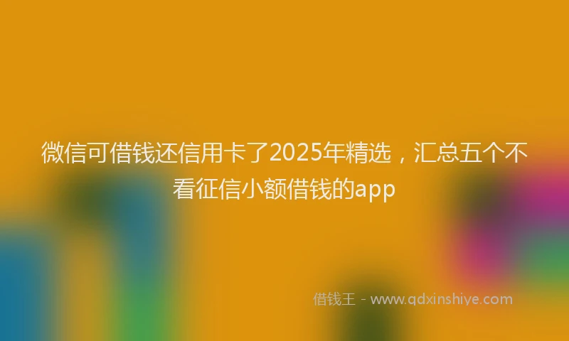 微信可借钱还信用卡了2025年精选，汇总五个不看征信小额借钱的app