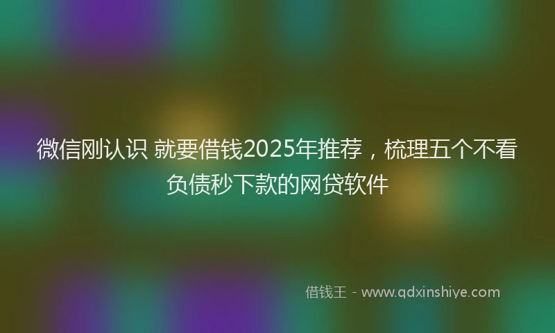 微信刚认识 就要借钱2025年推荐，梳理五个不看负债秒下款的网贷软件