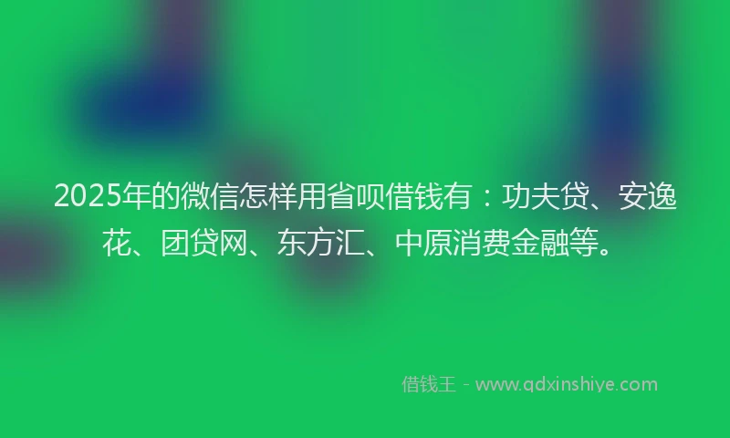 2025年的微信怎样用省呗借钱有：功夫贷、安逸花、团贷网、东方汇、中原消费金融等。