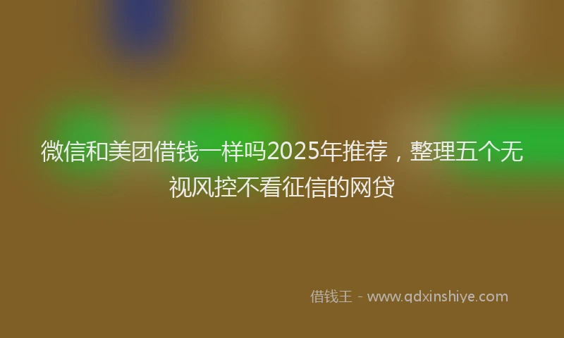 微信和美团借钱一样吗2025年推荐，整理五个无视风控不看征信的网贷
