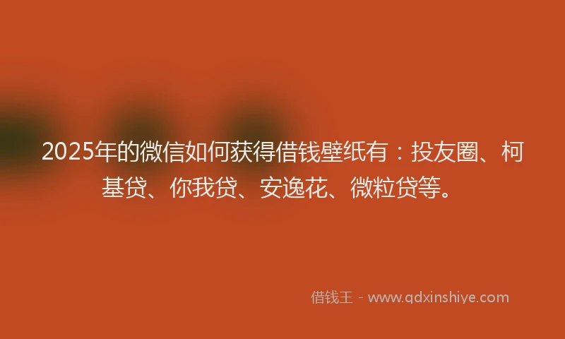 2025年的微信如何获得借钱壁纸有：投友圈、柯基贷、你我贷、安逸花、微粒贷等。