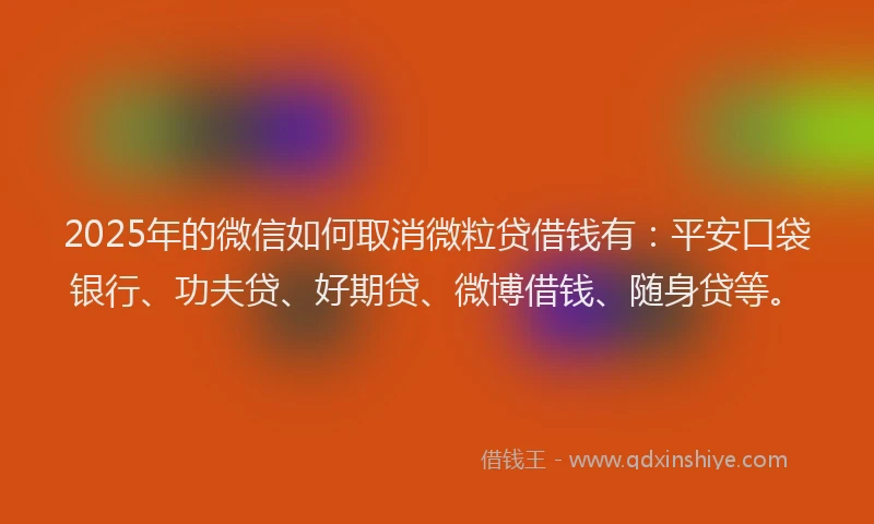 2025年的微信如何取消微粒贷借钱有：平安口袋银行、功夫贷、好期贷、微博借钱、随身贷等。