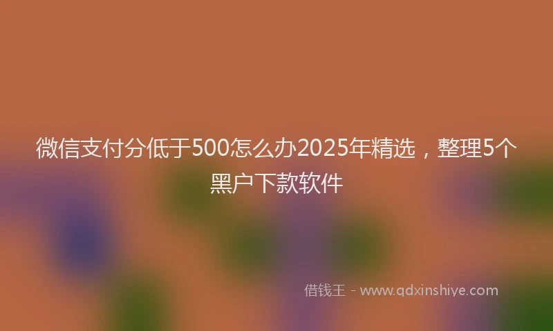 微信支付分低于500怎么办2025年精选，整理5个黑户下款软件