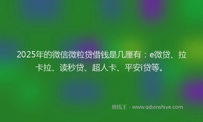 2025年的微信微粒贷借钱是几厘有：e微贷、拉卡拉、读秒贷、超人卡、平安i贷等。