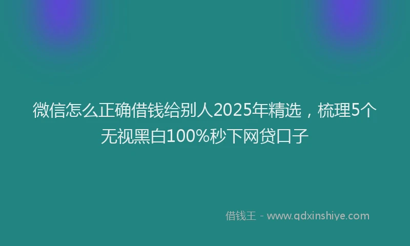 微信怎么正确借钱给别人2025年精选，梳理5个无视黑白100%秒下网贷口子