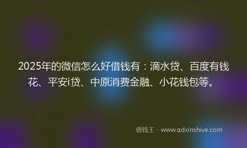 2025年的微信怎么好借钱有：滴水贷、百度有钱花、平安i贷、中原消费金融、小花钱包等。
