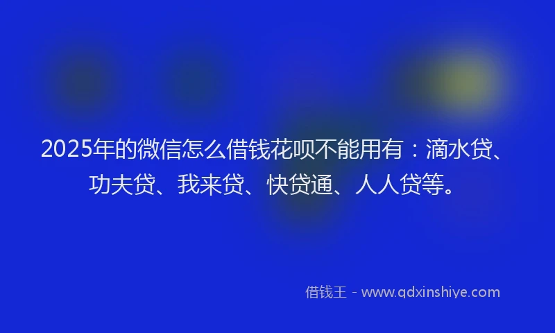 2025年的微信怎么借钱花呗不能用有：滴水贷、功夫贷、我来贷、快贷通、人人贷等。