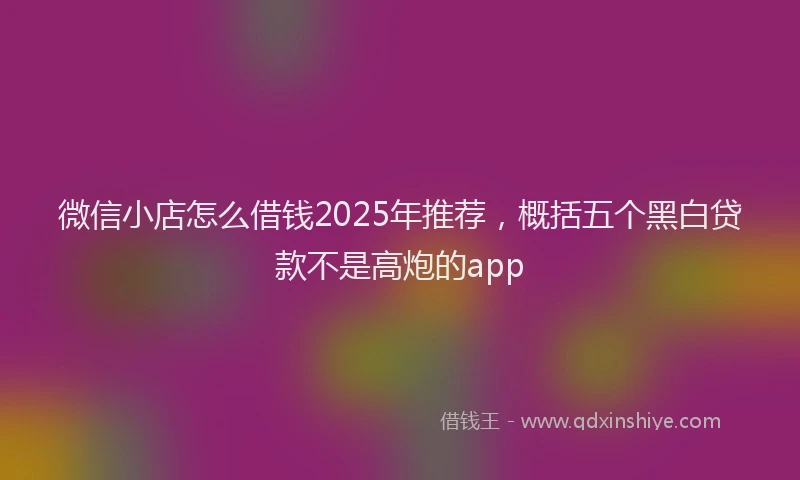 微信小店怎么借钱2025年推荐，概括五个黑白贷款不是高炮的app
